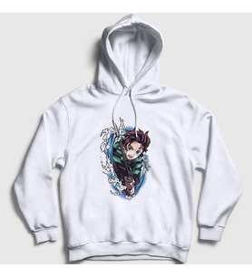 Presmono Unisex Beyaz Tanjiro Kamado Anime Demon Slayer Kimetsu No Yaiba Kapüşonlu Sweatshirt 307911tt