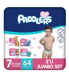 Paddlers Bebek Bezi 7 Numara XX-Large (20-30 Kg) 64 Adet – 2’li Jumbo Set
