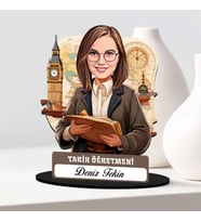 Kadın Tarih Öğretmenine Hediye Karikatürlü Biblo