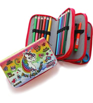 Kalem Kutusu Unicorn Pembe Cool Tarz Kawai Organizer Kalemkutu Üç Bölmeli Kalemlik