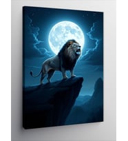 Kanvas Tablo Ayışığında Aslan