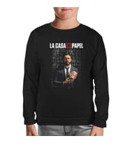 La Casa De Papel - Prof Dali Siyah Çocuk Sweatshirt