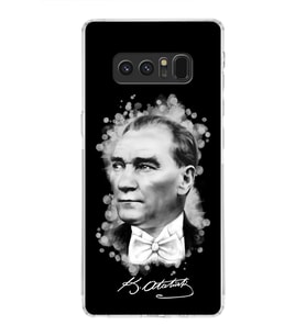 Samsung Galaxy Note 8 Uyumlu Kamera Korumalı Kapak Atatürk Tasarımlı  Şeffaf  Kılıf