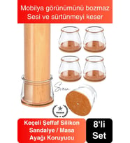 #Sandalye Keçeli Şeffaf Silikon Zemin Koruyucu Sandalye Masa Ayağı Parke Çizmez 8'li Set Kılıf Esnek