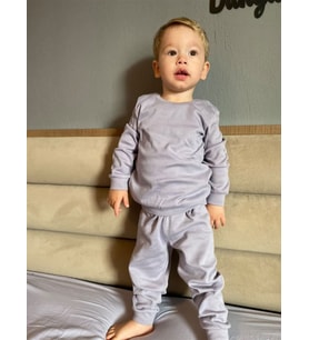 Düz Mor Mevsimlik Bebek Takımı Alt Üst Sweat Takım