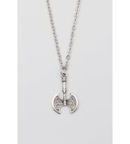 Modern Viking Balta Kolye - Düz Ezme İthal Zincirli Unisex Gümüş Kaplama - 60 cm