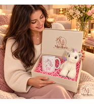 Mirellora Unicorn Peluşlu Hediye Kutusu – İsim Baskılı Kupa