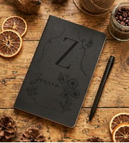 Kişiye Özel Çiçekli Z Harfli Defter Doğum Günü Hediyesi (Siyah)
