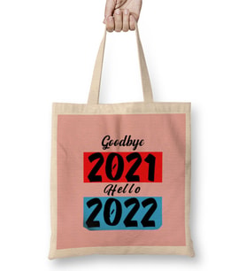 Goodbye 2021 Hello 2022 Bez Çanta Uzun Saplı