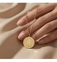 Kişiye Özel 925 Ayar Gümüş Disk Harf ve Tarih Kolye (Gold)