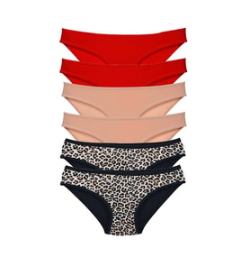 Mulvxbrf Brf02 6 Adet Likralı Kadın Slip Külot Leopar Kırmızı Ten (Mulvix)