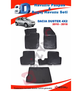 Dacia Duster 4X2 2010-2018 Paspas Ve Bagaj Havuzu Seti (Siyah)