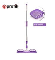 N'Pratik Yer Mopu Fayans Duvar Yüzey Temizlik Mikrofiber Mandallı Teleskopik Mop 1 Adet Yedek Bez Hediyeli