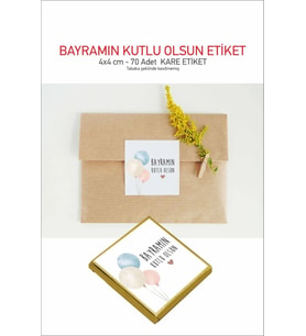 Bayramın Kutlu Olsun Sticker Iyi Bayramlar Etiket 4x4 cm 70 Adet Tabaka Şeklinde