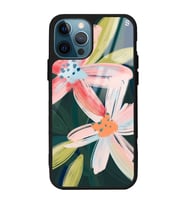 iPhone 12 Pro Max Suluboya Çiçek Tasarımlı Glossy Telefon Kılıfı