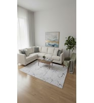 Dream Soft Gri Mermer Desenli Yumuşak Yüzeyli Kaymaz Makinede Yıkanabilir Halı