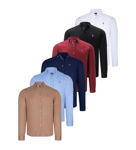 ALTILI SET G674 DEWBERRY ERKEK GÖMLEK-SİYAH-BEYAZ-LACİVERT-CAMEL-BORDO-BEBE MAVİ