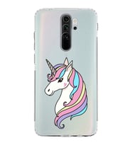 Xiaomi Redmi Note 8 Pro  Kamera Korumalı Kapak Unicorn Tasarımlı Şeffaf  Kılıf