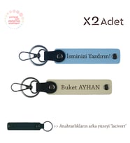 Kuzene Eğlenceli Armağan, İsim Yazılı 2’li Anahtarlık Takımı, Gök Mavi-Sütlü Kahve-Lacivert