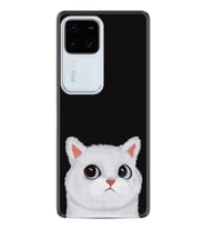 Vivo V30 Kılıf Desenli Silikon Platinium Series White Cat 1835