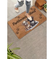 Valerine Life Sevimli Yavru Köpekler Patilerinizi Silin Kapı Önü Paspası 45x70cm (KAHVE)