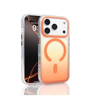 Apple iPhone 17 Pro Uyumlu Kılıf M-safe Şarj Özellikli Transparan Renk Geçişli Zore Toros Kapak (Turuncu)
