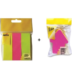 Notix Postit 2'li Set(Ok 4 Renk 200YP ve Kağıt Ayraç 3 Renk 100YP)