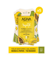 Mango&Papaya Yoğun Nem İçeren Canlandırıcı Kağıt Yüz Maskesi 5'li Set-Nemlendirici Etki