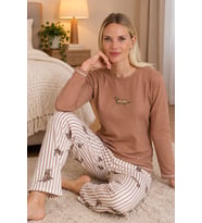 MIRANO 3103 Waffle Soft Kumaş Köpek Desenli Kışlık Ev Kadın Pijama Takımı