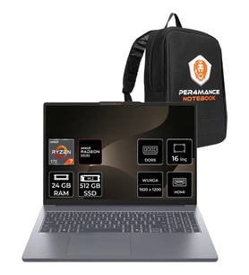 Lenovo Ideapad Slim 3 16ARP10 Amd Ryzen 7 170 24GB Ram 512GB SSD 16" Wuxga (1920X1200) 60Hz IPS Freedos 83K800DKTR7P314 Notebook + Per4 Çanta