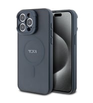 TUMI iPhone 15 Pro Kılıf TUMI Orjinal Lisanslı M-safe Şarj Özellikli Kamera Standlı Buzlu Mat Kapak (Mavi)