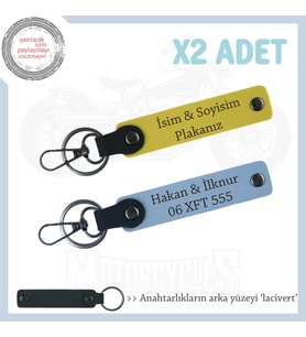 Motorcular ve Araç Sahipleri İçin Kişisel Hediye – 2’li Deri Anahtarlık Set, Sarı-Gök Mavi-Laci (Çok Renkli)