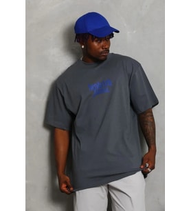 Erkek Baskılı T-Shirt Kısa Kol Bisiklet Yaka Regular Fit Tişört - Füme
