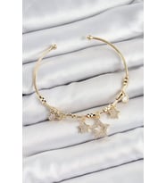 Pirinç Zirkon Taşlı Yıldız Model Gold Renk Charm Bileklik - TJ-BB7352