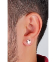 Halka Yıldız Model Gümüş Erkek Küpe