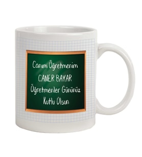 Kişiye Özel Seramik Kupa Bardak - Yeşil Tahta Öğretmen
