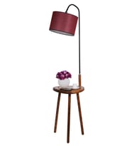 DEMET SEHBALI AHŞAP LAMBADER CEVİZ SİLİNDİR HASIR BORDO ABAJURLU