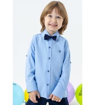 Breeze Girls & Boys Erkek Çocuk Gömlek Papyonlu 3-7 Yaş, Mavi