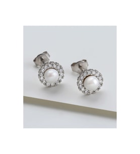 925 Ayar Silver Incili Gümüş Küpe
