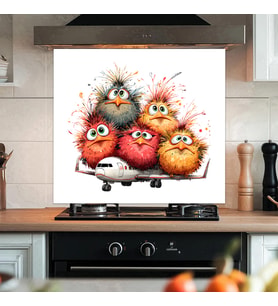 Sevimli & Komik Kuşlar Mutfak Tezgah Ve Ocak Arkası Yapışkanlı Folyo Sticker (60 x 54 cm) - Model 15