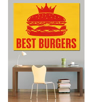 Best Burgers Reklam İllüstrasyonu Dekoratif Kanvas - Mdf Ahşap Tablo