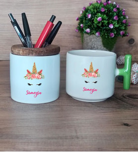 Unicorn Hediye Sepeti Kupa Bardak T Kulplu, Kalemlik Hediyeleri Arkadaşa Kız Kardeşe Hediye (Model 8)