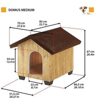 Ferplast Domus Ahşap Çatılı Köpek Kulübesi Medium 73X85X67,5 cm
