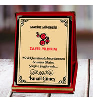 Makine Mühendisi Baskılı Plaket (2. Tasarım)  Kişiye Özel (Kırmızı)