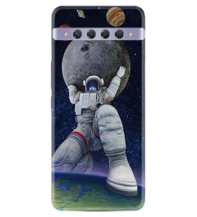 TCL 10 Plus Kılıf Silikon Desen Astronot ve Dünya 1759