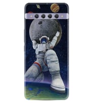 TCL 10 Plus Kılıf Silikon Desen Astronot ve Dünya 1759