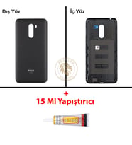 Yapıştırıcı Poco F1 Çizgili Yapıştırıcı Arka Pil Kapağı Batarya Kapağı + B-7000 Yapıştırıcı