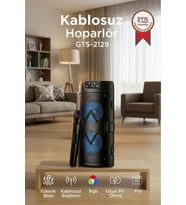 Bluetooth Hoparlör Mikrofonlu Rgb Işıklı Taşınabilir Parti Speaker GTS-2129 Siyah