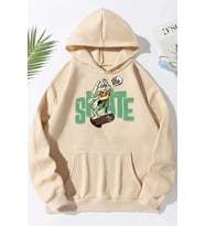 Unisex All Day Rabbit Baskılı Sweatshirt (Bej)