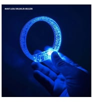 Mey İthalat® Mavi Led Işıklı Baskı Yapılabilen Pilli Bileklik Bilezik 1,5 cm Genişlik